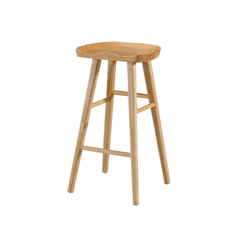 Solid Wood Bar Stool Modern Backless Counter Stool for Dining Room