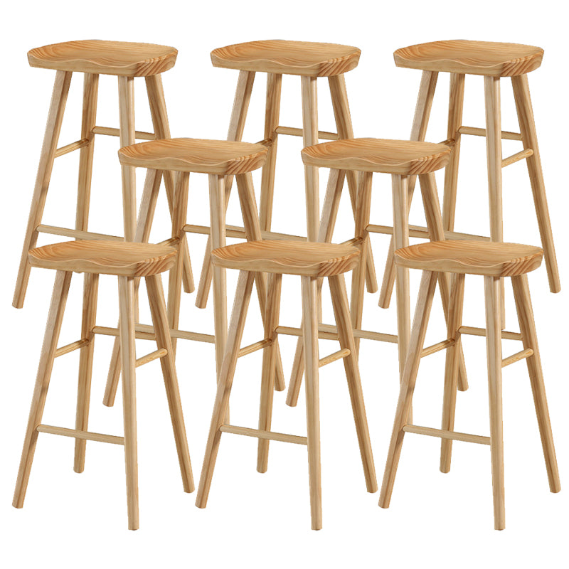 Solid Wood Bar Stool Modern Backless Counter Stool for Dining Room