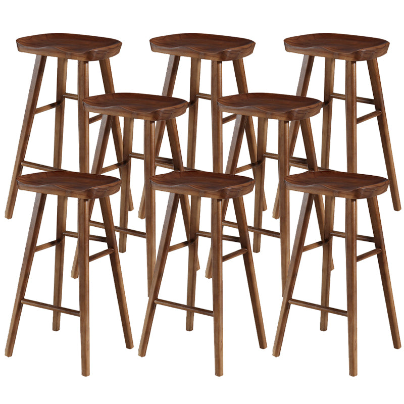 Solid Wood Bar Stool Modern Backless Counter Stool for Dining Room