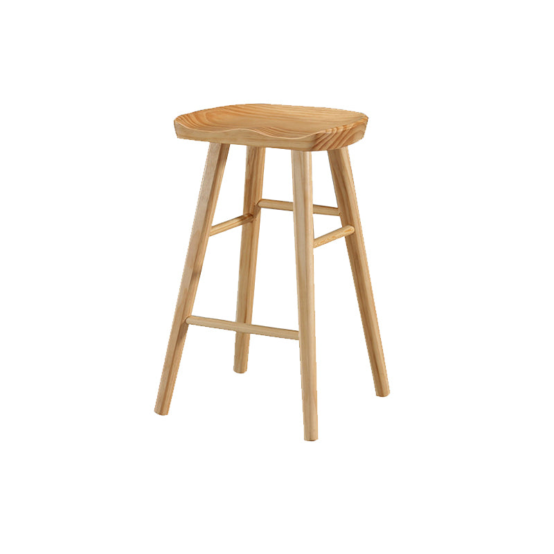 Solid Wood Bar Stool Modern Backless Counter Stool for Dining Room