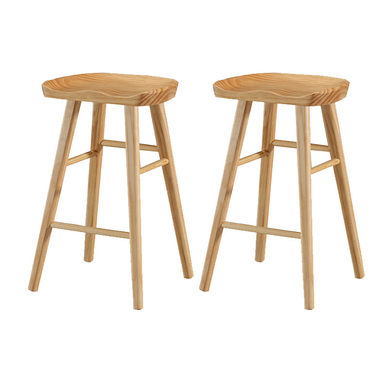 Solid Wood Bar Stool Modern Backless Counter Stool for Dining Room