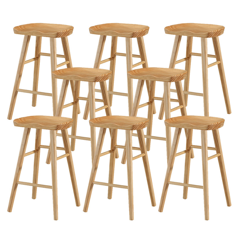 Solid Wood Bar Stool Modern Backless Counter Stool for Dining Room