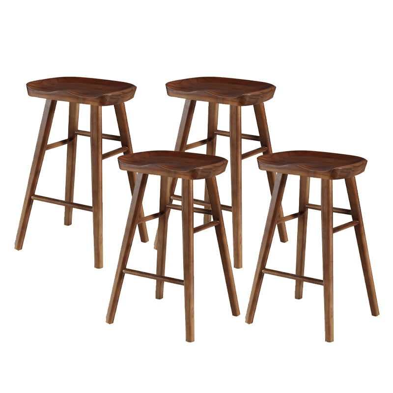 Solid Wood Bar Stool Modern Backless Counter Stool for Dining Room