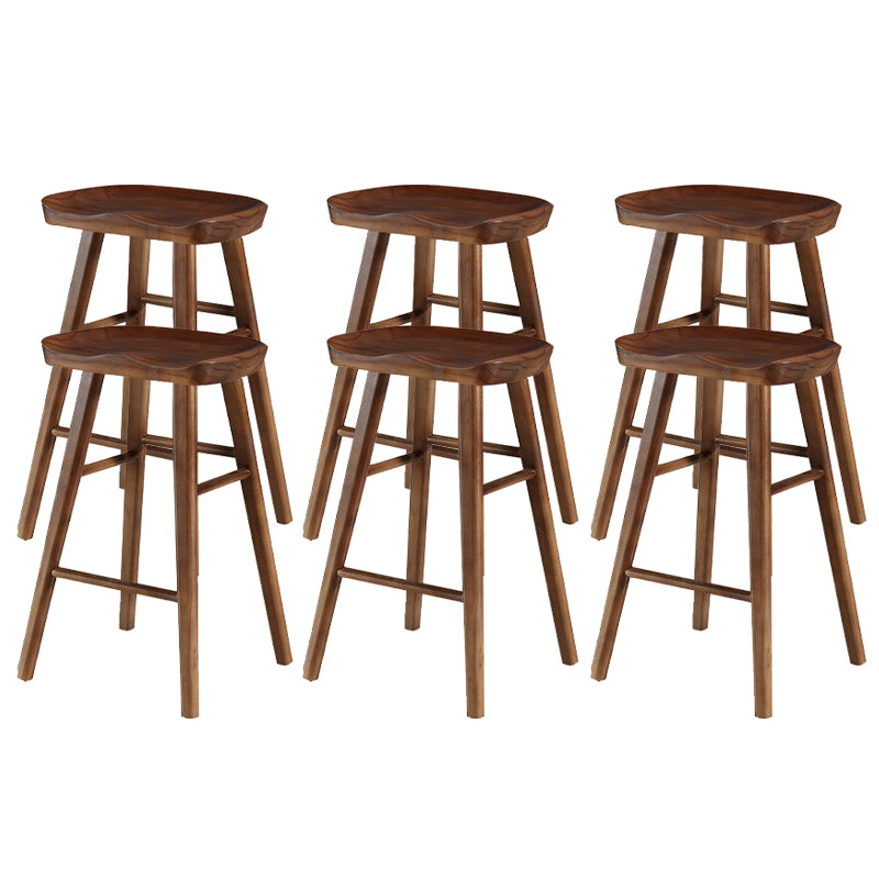 Solid Wood Bar Stool Modern Backless Counter Stool for Dining Room