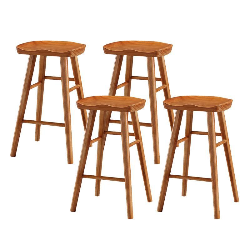 Solid Wood Bar Stool Modern Backless Counter Stool for Dining Room