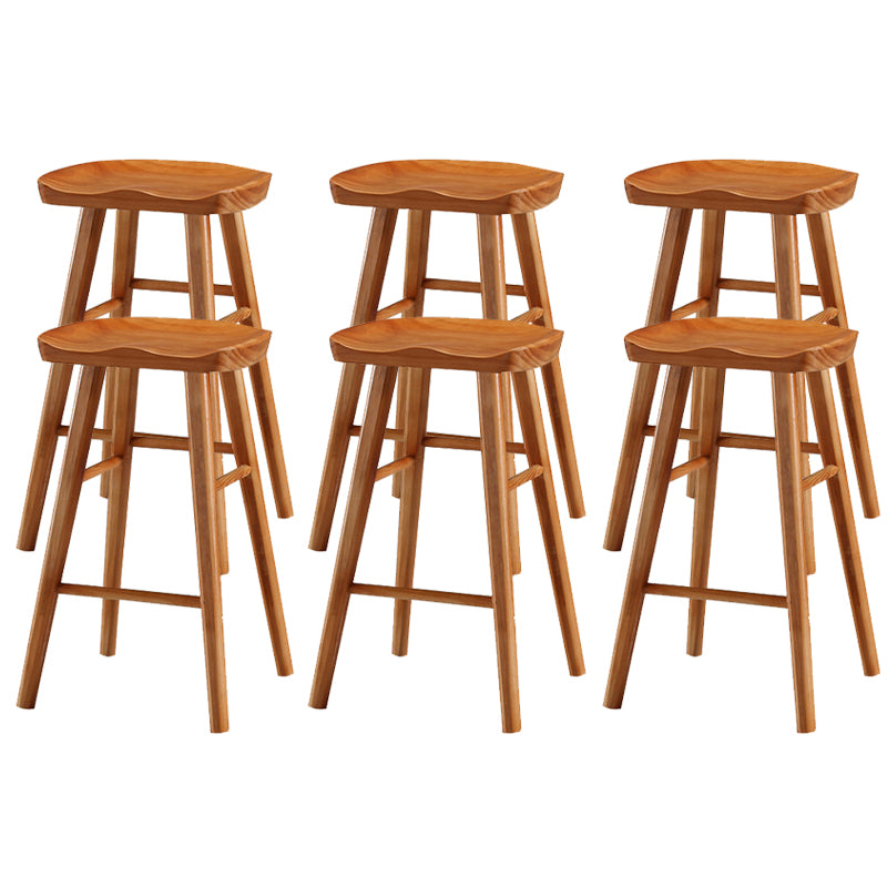 Solid Wood Bar Stool Modern Backless Counter Stool for Dining Room