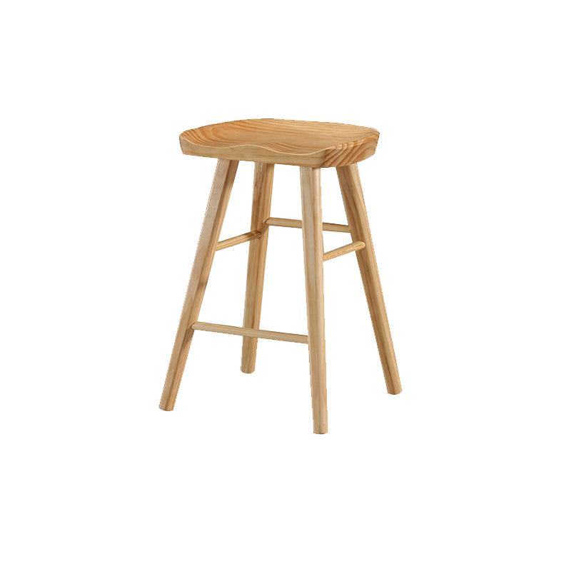 Solid Wood Bar Stool Modern Backless Counter Stool for Dining Room