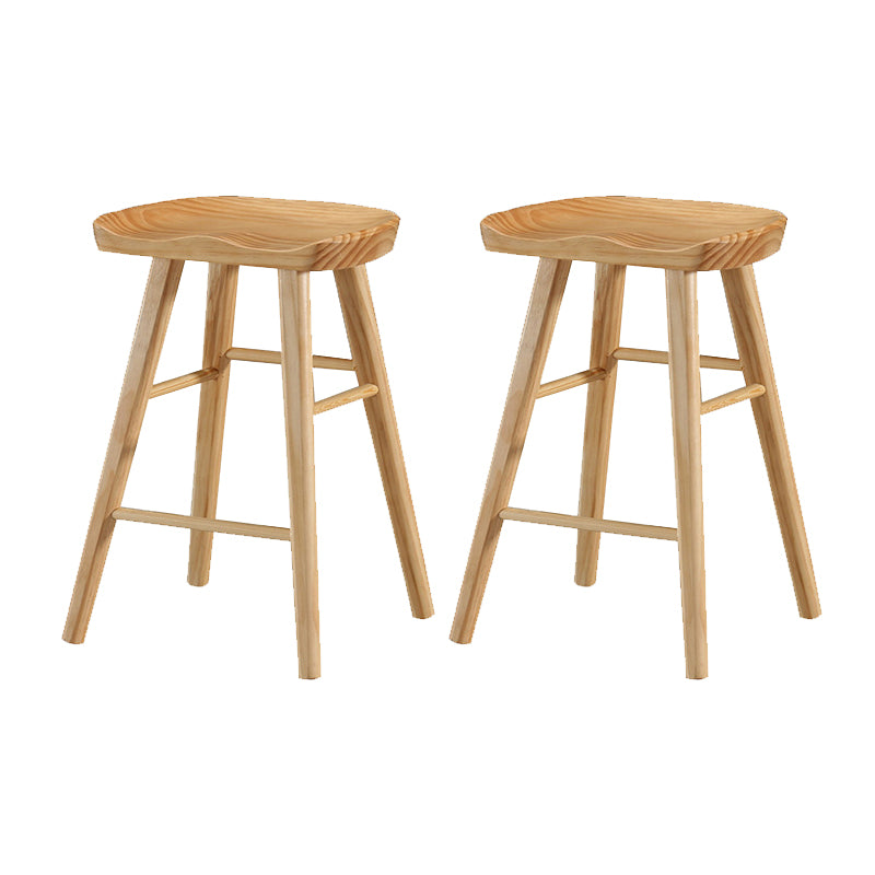 Solid Wood Bar Stool Modern Backless Counter Stool for Dining Room