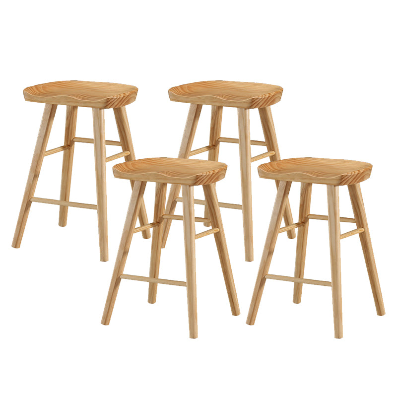 Solid Wood Bar Stool Modern Backless Counter Stool for Dining Room