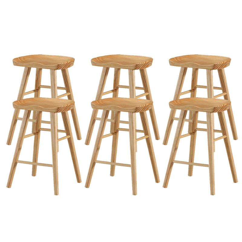 Solid Wood Bar Stool Modern Backless Counter Stool for Dining Room