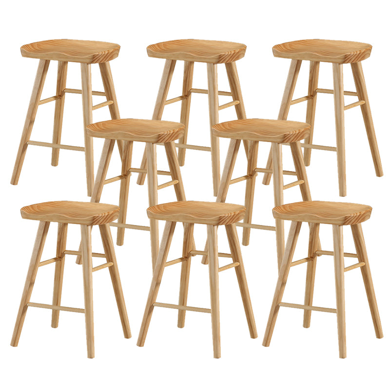 Solid Wood Bar Stool Modern Backless Counter Stool for Dining Room