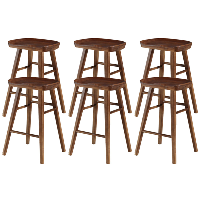 Solid Wood Bar Stool Modern Backless Counter Stool for Dining Room