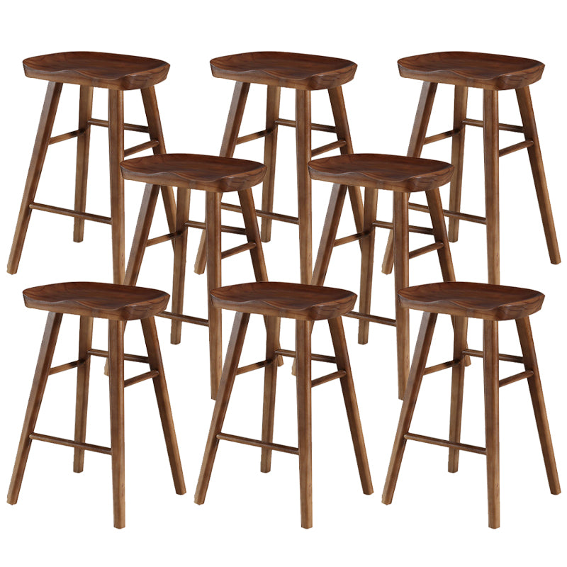 Solid Wood Bar Stool Modern Backless Counter Stool for Dining Room