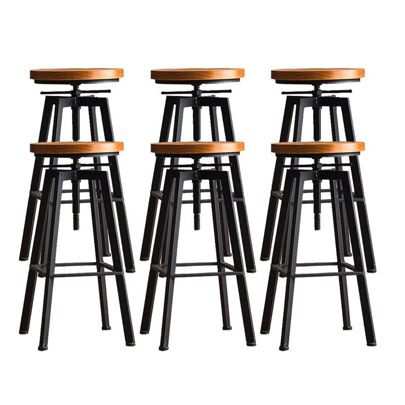 Industrial Dining Stools Adjustable Height Bar Stools with Footrest