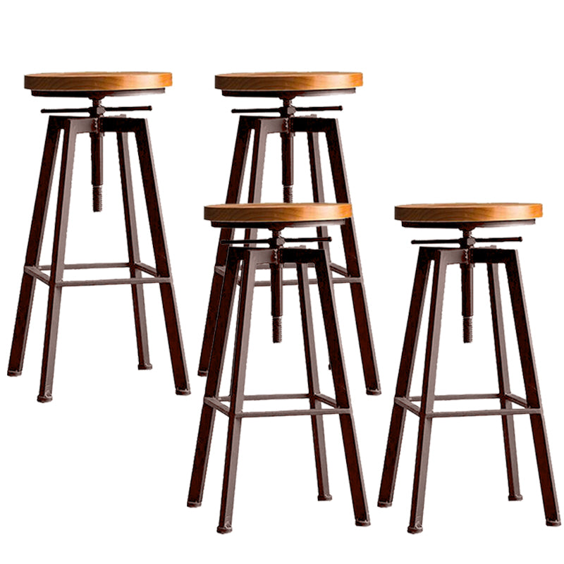 Industrial Dining Stools Adjustable Height Bar Stools with Footrest