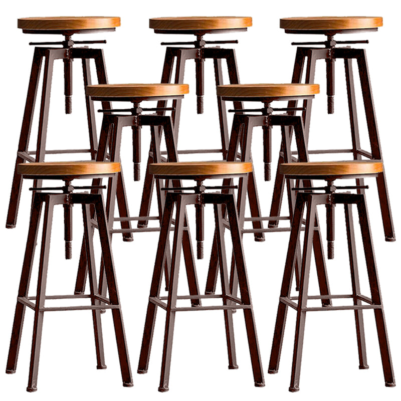 Industrial Dining Stools Adjustable Height Bar Stools with Footrest