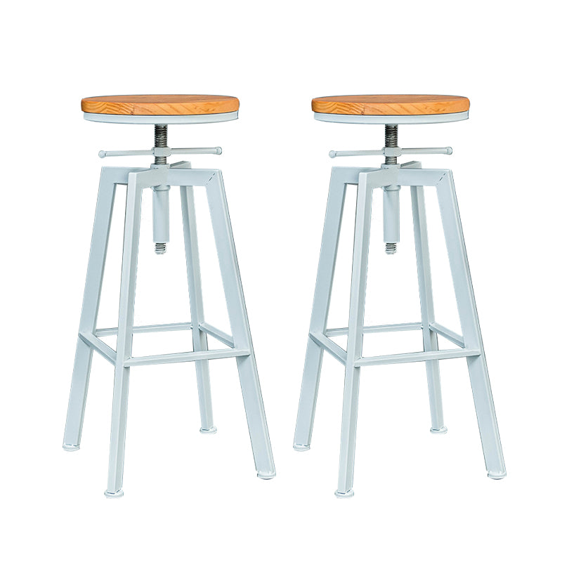 Industrial Dining Stools Adjustable Height Bar Stools with Footrest