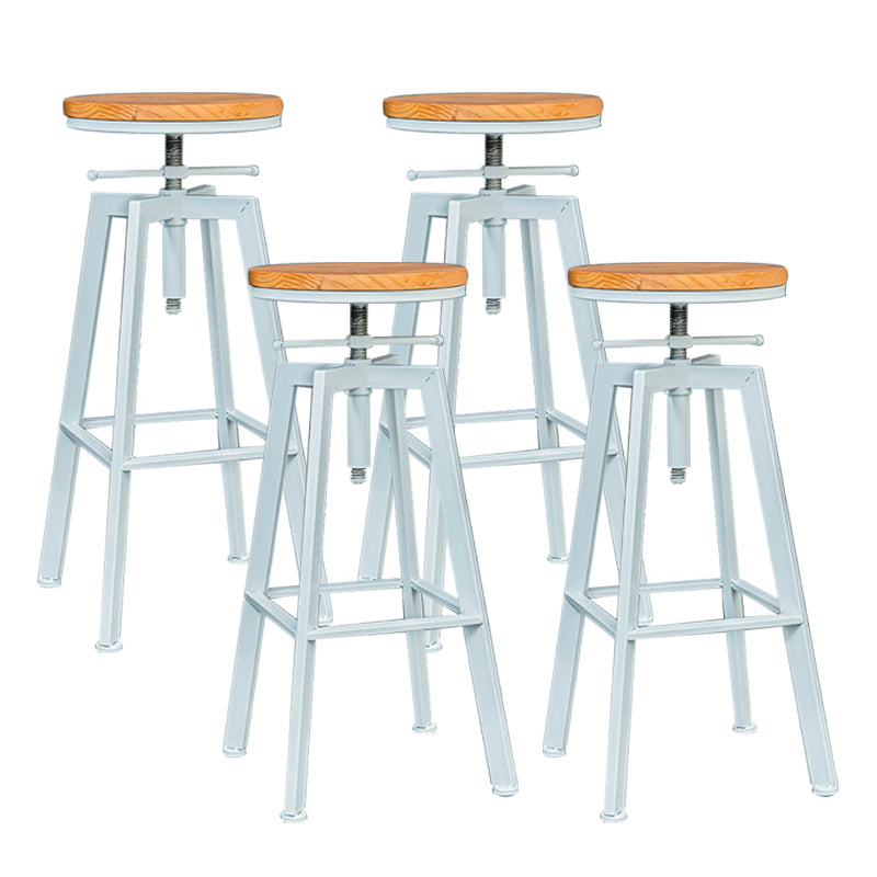 Industrial Dining Stools Adjustable Height Bar Stools with Footrest