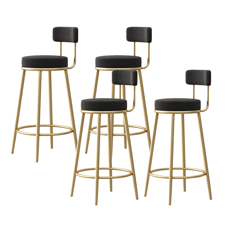 Glam Armless Backrest Counter Stool Iron Bar Stool with Pedal and Cushion for Bar
