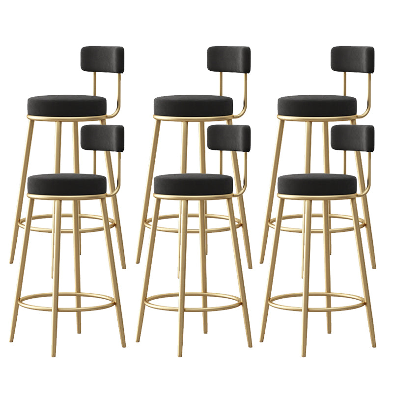 Glam Armless Backrest Counter Stool Iron Bar Stool with Pedal and Cushion for Bar