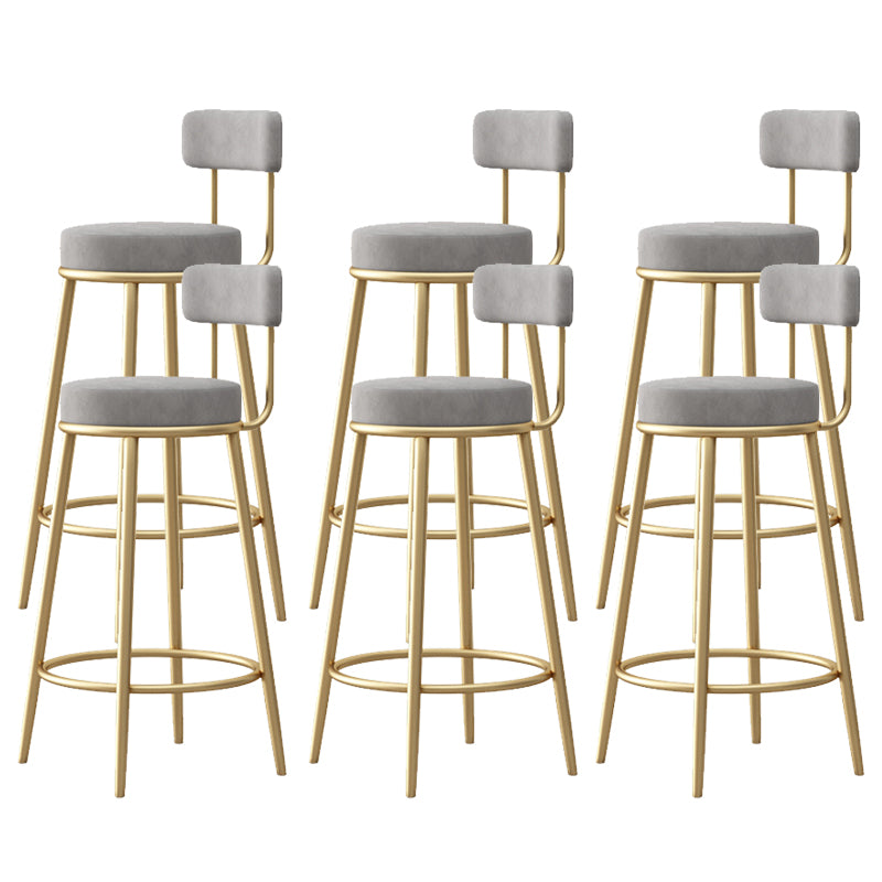 Glam Armless Backrest Counter Stool Iron Bar Stool with Pedal and Cushion for Bar