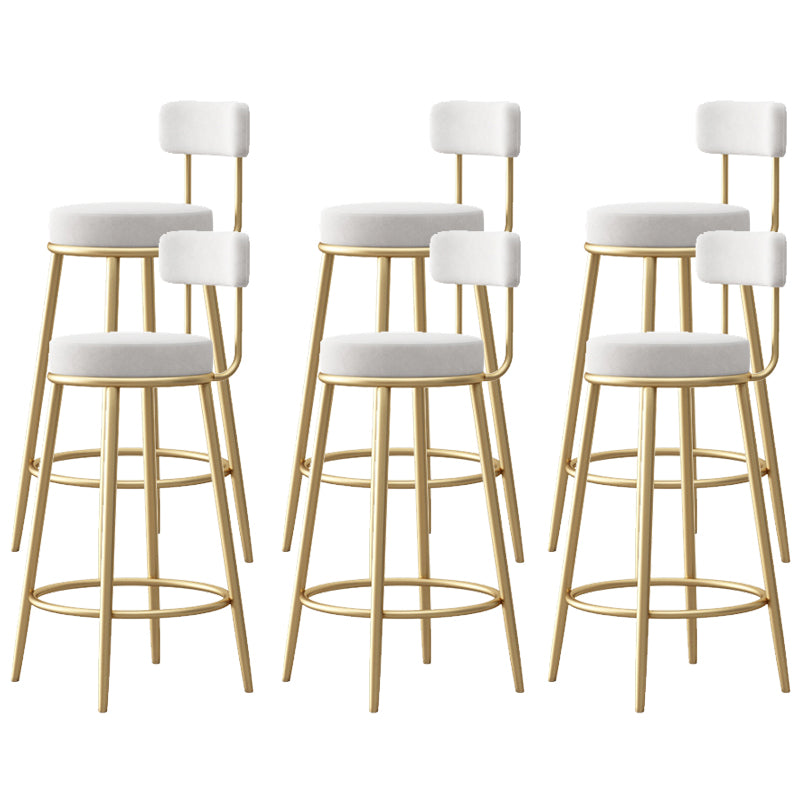 Glam Armless Backrest Counter Stool Iron Bar Stool with Pedal and Cushion for Bar