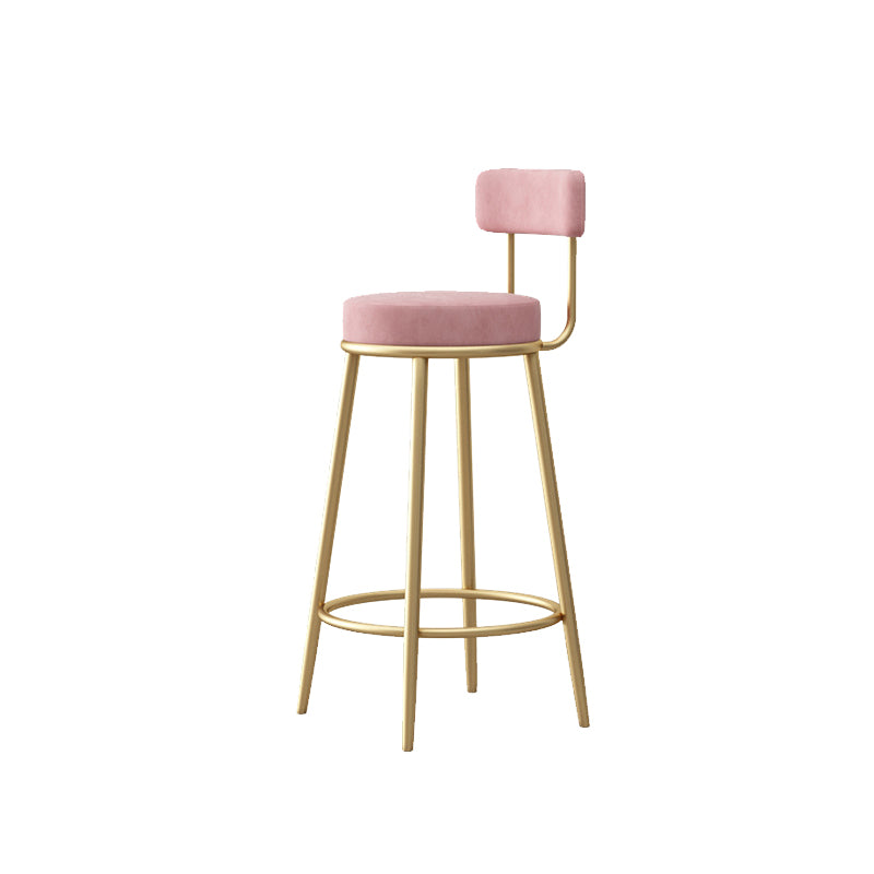 Glam Armless Backrest Counter Stool Iron Bar Stool with Pedal and Cushion for Bar