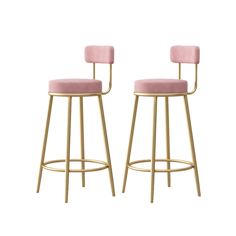 Glam Armless Backrest Counter Stool Iron Bar Stool with Pedal and Cushion for Bar