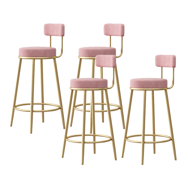 Glam Armless Backrest Counter Stool Iron Bar Stool with Pedal and Cushion for Bar