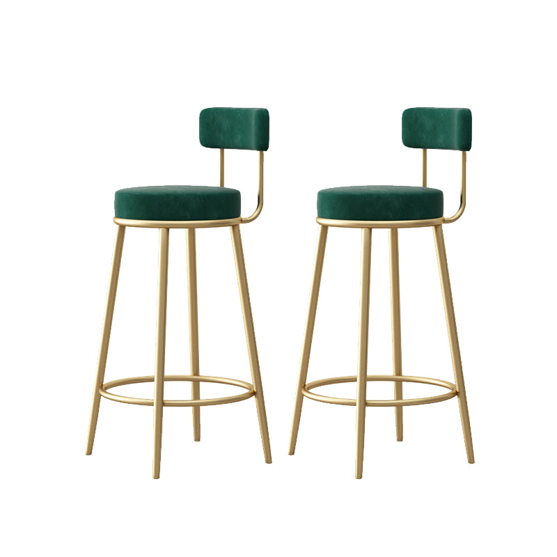 Glam Armless Backrest Counter Stool Iron Bar Stool with Pedal and Cushion for Bar
