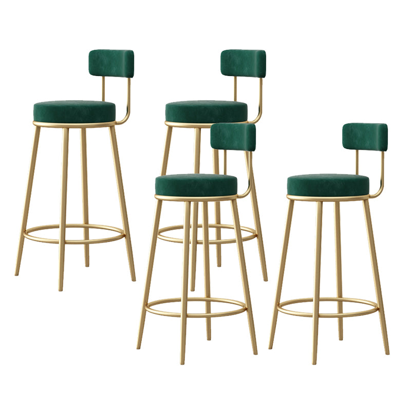 Glam Armless Backrest Counter Stool Iron Bar Stool with Pedal and Cushion for Bar