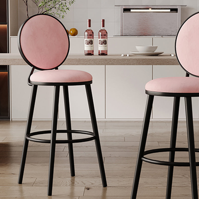 Modern Armless Backrest Counter Stool Iron Bar Stool with Pedal for Cafe