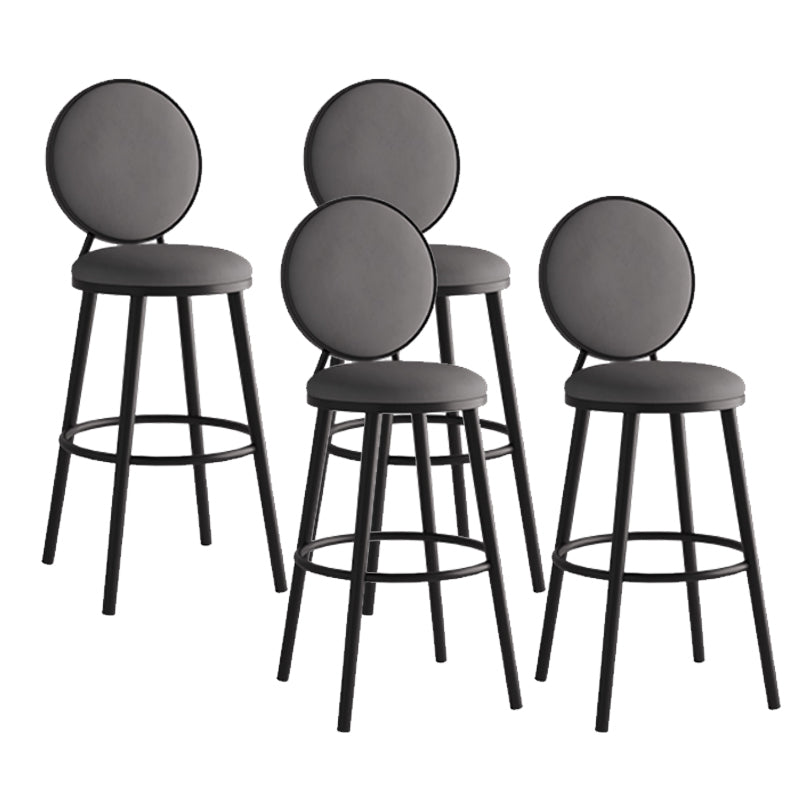 Modern Armless Backrest Counter Stool Iron Bar Stool with Pedal for Cafe