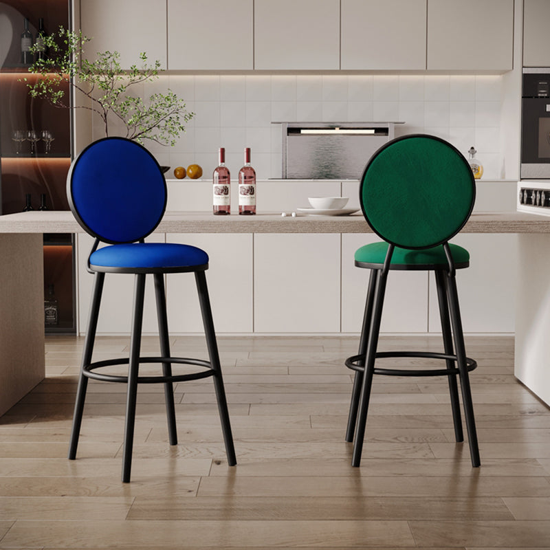 Modern Armless Backrest Counter Stool Iron Bar Stool with Pedal for Cafe