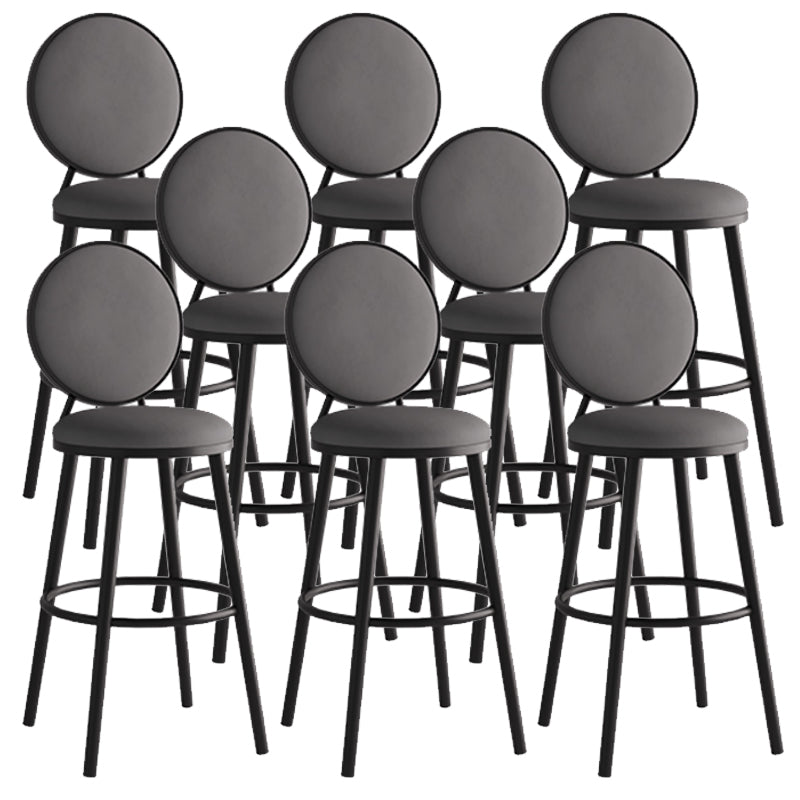 Modern Armless Backrest Counter Stool Iron Bar Stool with Pedal for Cafe