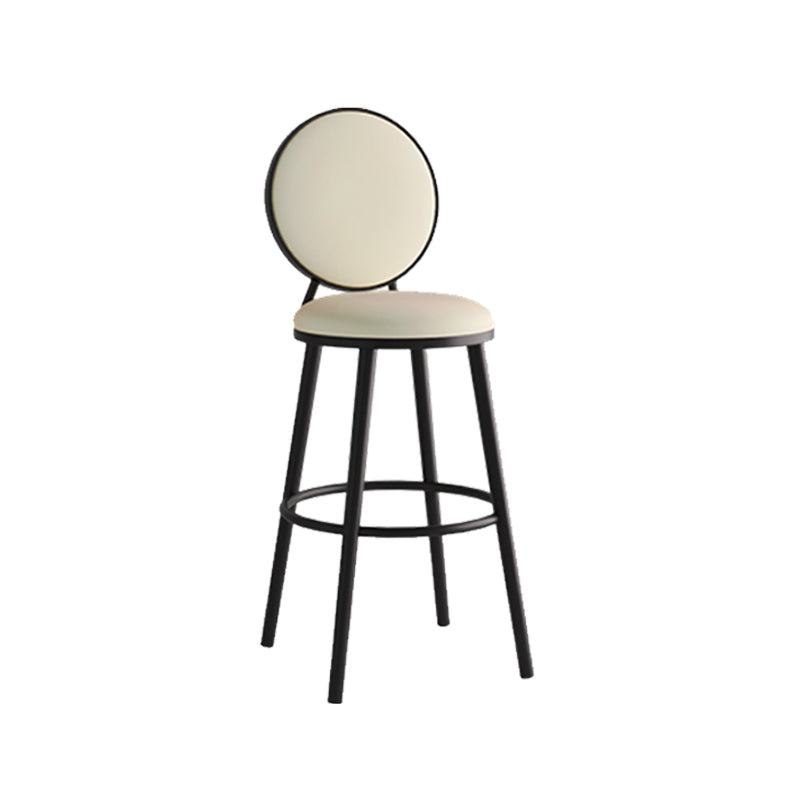 Modern Armless Backrest Counter Stool Iron Bar Stool with Pedal for Cafe