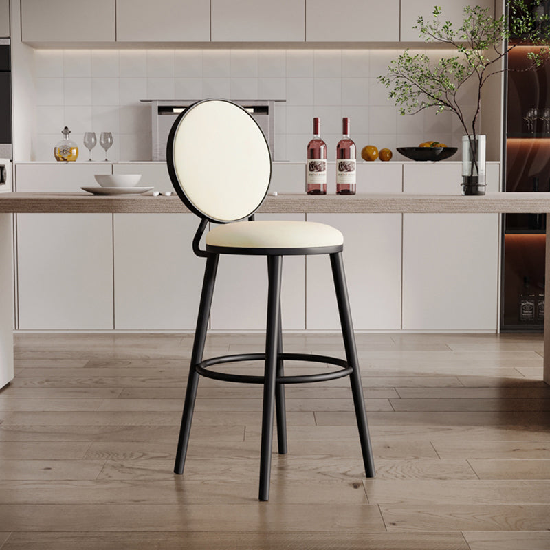 Modern Armless Backrest Counter Stool Iron Bar Stool with Pedal for Cafe