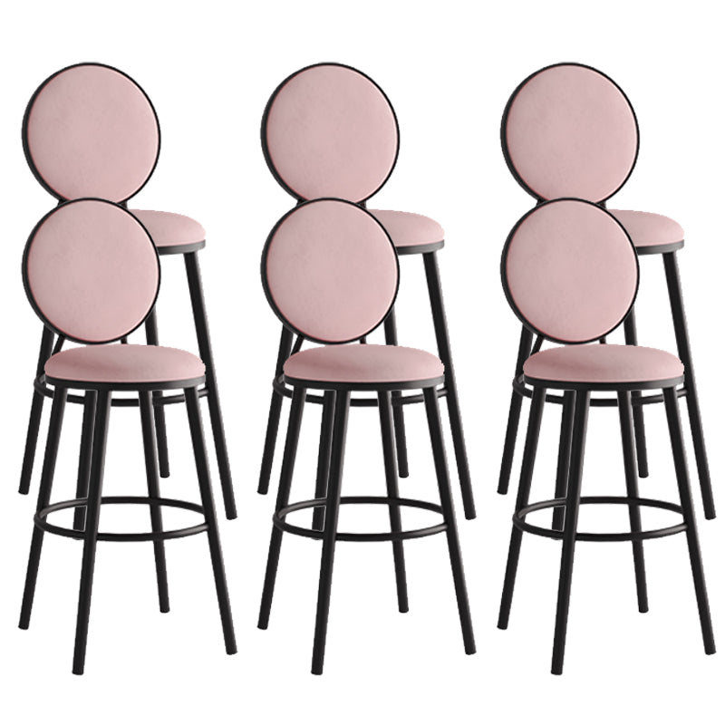 Modern Armless Backrest Counter Stool Iron Bar Stool with Pedal for Cafe