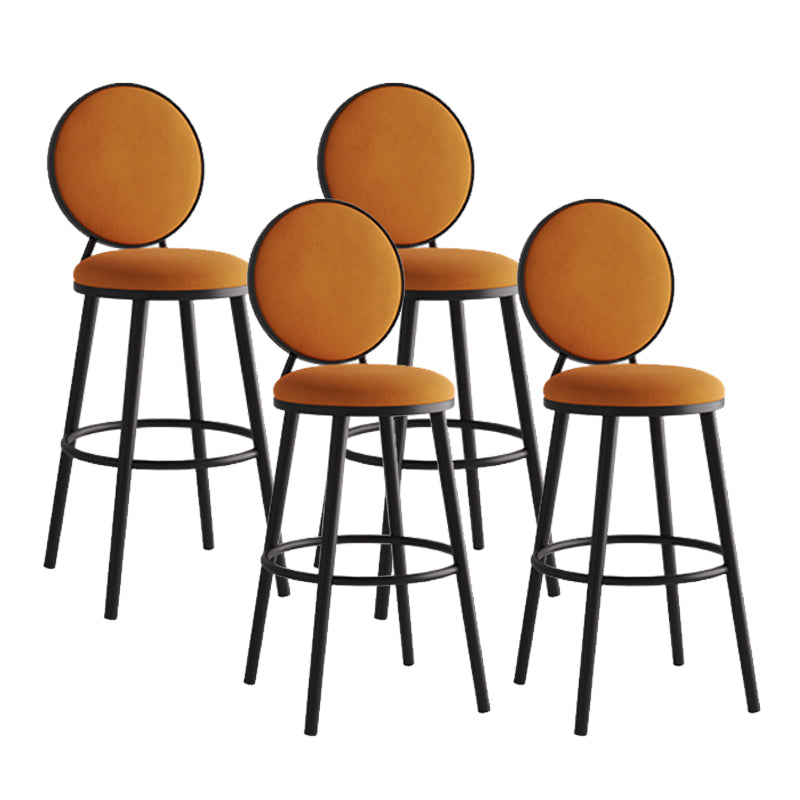 Modern Armless Backrest Counter Stool Iron Bar Stool with Pedal for Cafe