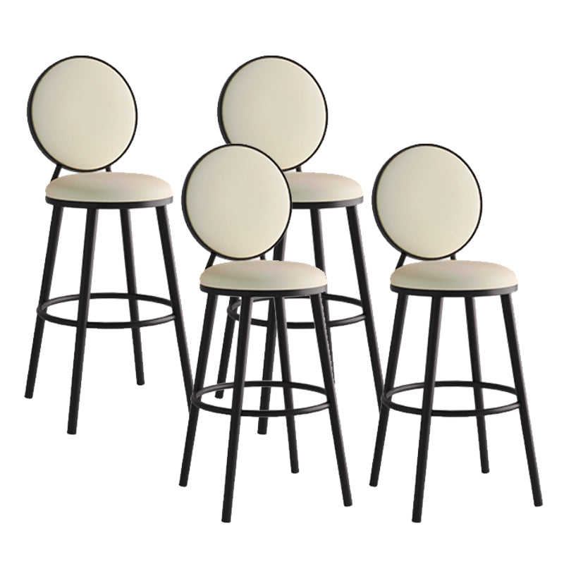 Modern Armless Backrest Counter Stool Iron Bar Stool with Pedal for Cafe