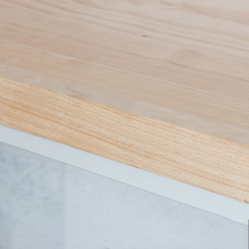 Modern Bar Height Table Solid Wood Top Bistro Bar Table with White Base