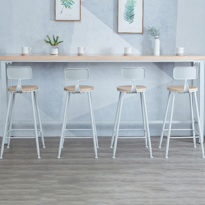 Modern Bar Height Table Solid Wood Top Bistro Bar Table with White Base