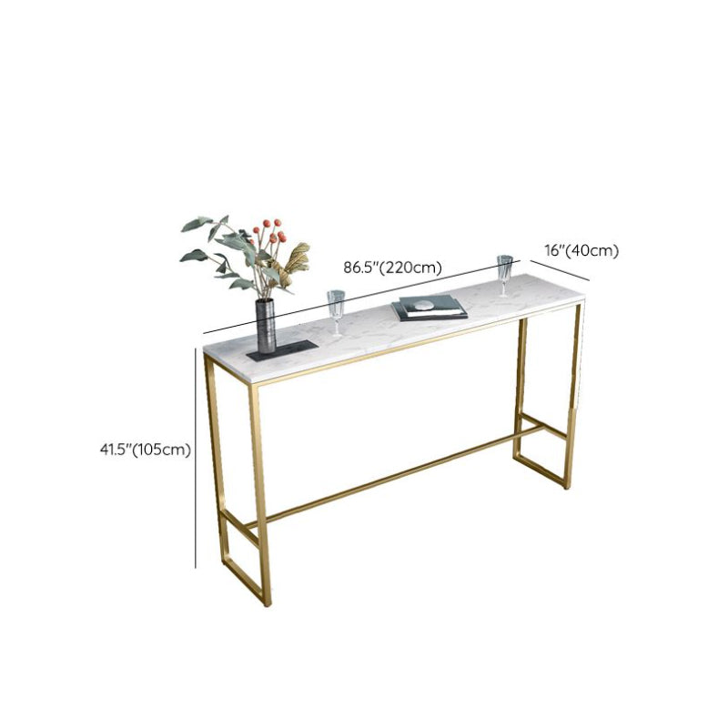 Glam Bar Height Table White Faux Marble Top Bistro Bar Table with Metal Base