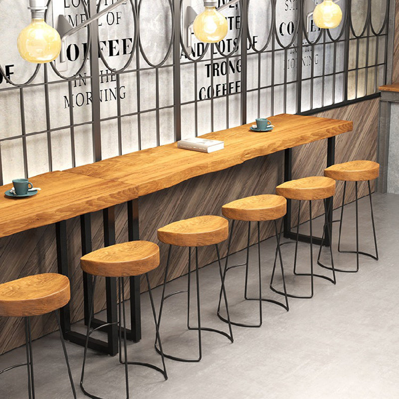 Modern Bar Height Table Rectangular Wood Top Bistro Bar Table for Patio Use