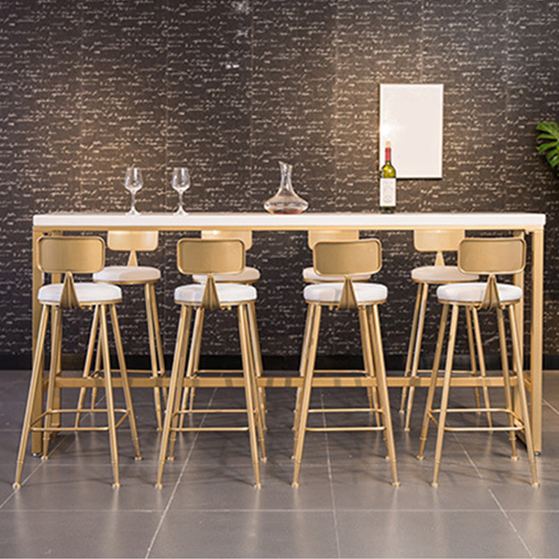 White Faux Marble Table Modern Style Bistro Table with Gold Base