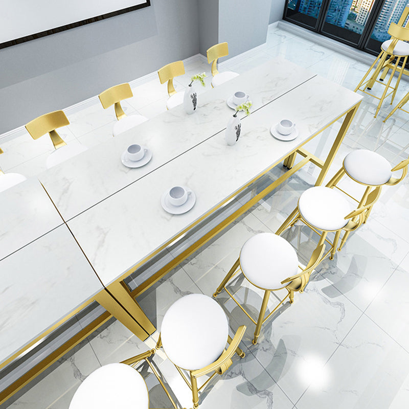 White Faux Marble Table Modern Style Bistro Table for Patio Use