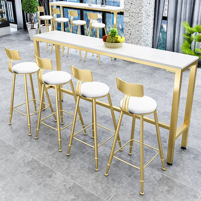 White Faux Marble Table Modern Style Bistro Table for Patio Use