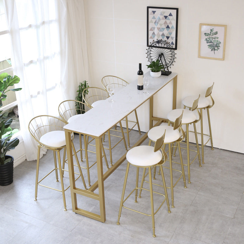 Rectangular Bar Height Table Gold Legs and Metal Base Bar Table for Patio Use