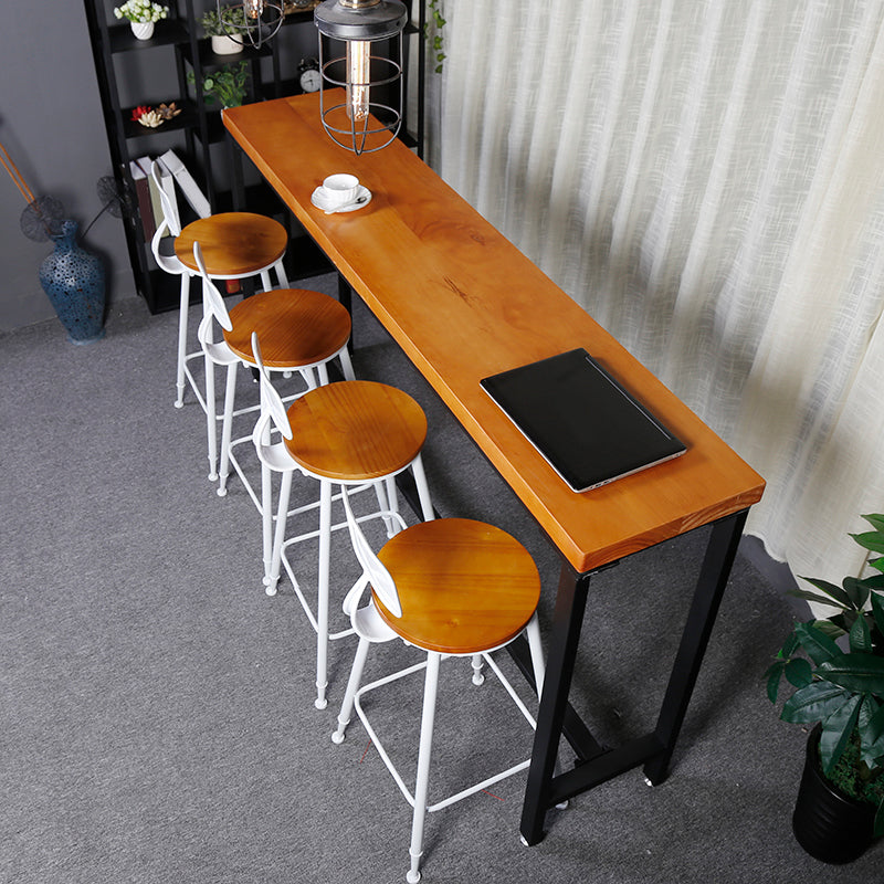 Industrial Style Bar Table Rectangle Solid Wood Pub Bar Table in Brown