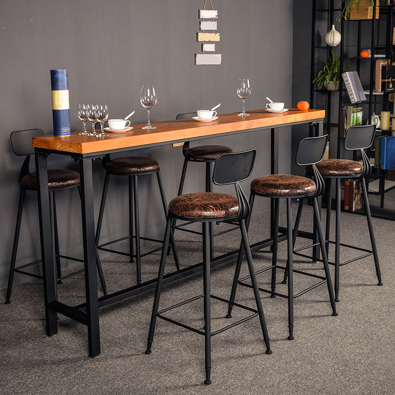 Industrial Style Bar Table Rectangle Solid Wood Pub Bar Table in Brown